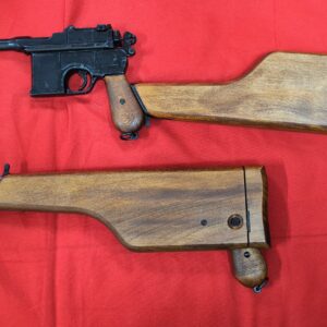 REPLICA DENIX GERMAN WW1 BROOMHANDLE MAUSER C96 1896 PISTOL WOOD STOCK HOLSTER