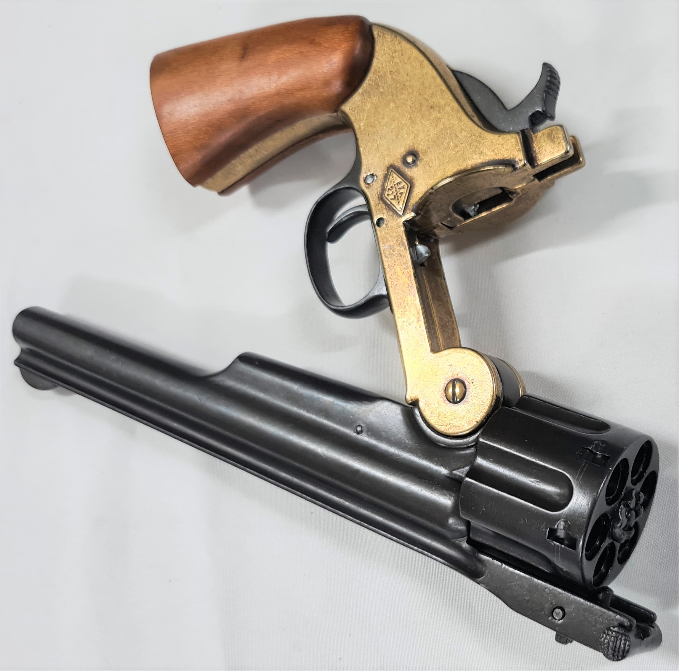 Denix M1869 Schofield Single Action Western Replica Revolver Brass and Black 1008L - Image 3