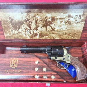 Western Thunderer Single Action Army Revolver 45 pistol with 6 cap gun bullet rounds and gift box by Kolser bronze with wood handle. 1056 1L