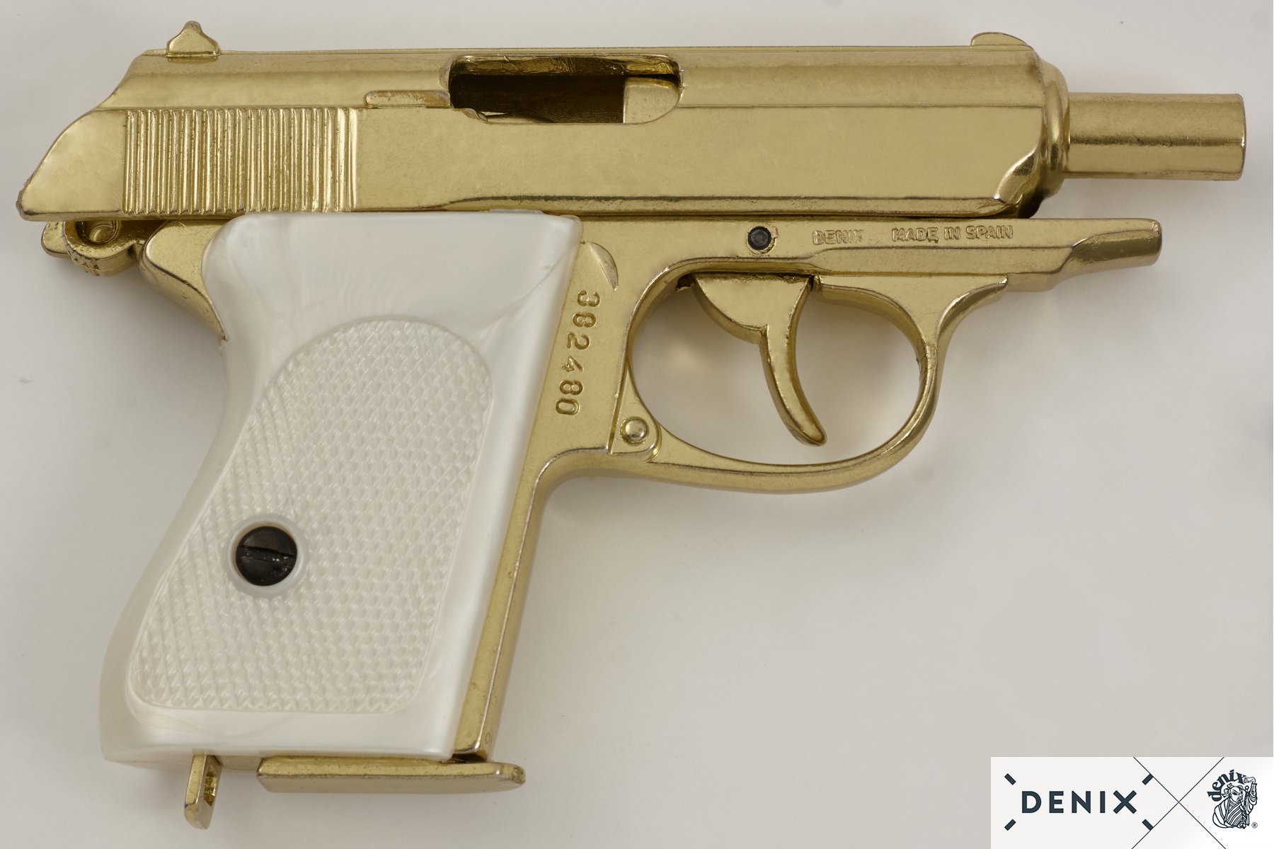 DENIX REPLICA GUN WALTHER PPK JAMES BOND STYLE PISTOL GOLD - 5277 - Image 7