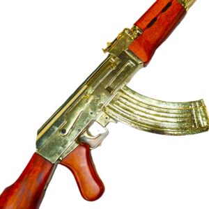 REPLICA AK47 RIFLE BY DENIX SEMI AUTOMATIC RIFLE GOLD -  SADDAM HUSSEIN IRAQ - 1086/L