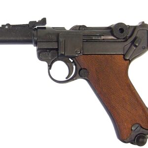 REPLICA WW1 WW2 GERMAN ARTILLERY LUGER P08 PISTOL BY DENIX WITH EXTRA LONG GUN BARREL M1145