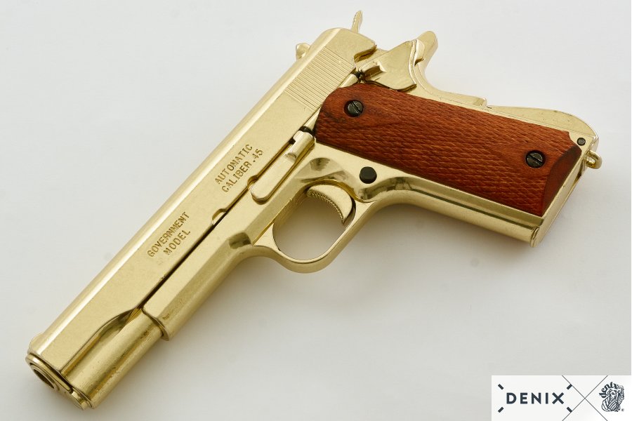 REPLICA M1911 US COLT HAND GUN PISTOL DENIX – GOLD STRIP DOWN TYPE WOODEN GRIPS - 5312 - Image 6