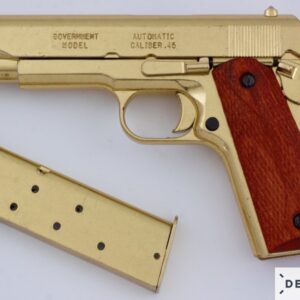 REPLICA M1911 US COLT HAND GUN PISTOL DENIX – GOLD STRIP DOWN TYPE WOODEN GRIPS - 5312