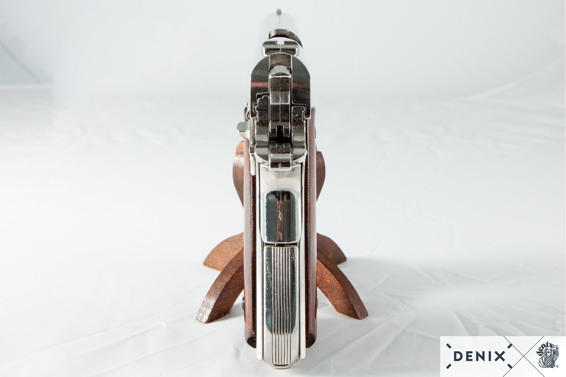 REPLICA M1911 US COLT HAND GUN PISTOL DENIX – NICKEL STRIP DOWN TYPE WOODEN GRIPS - 6312 - Image 6