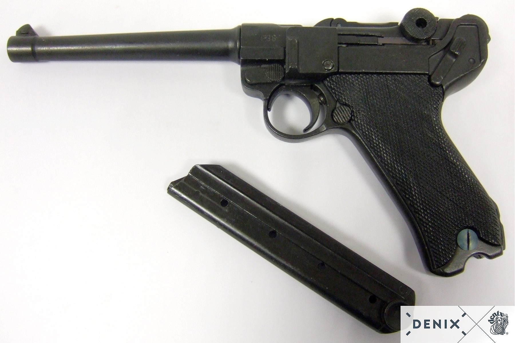 REPLICA WW1 WW2 GERMAN NAVY LUGER P08 PISTOL BY DENIX WITH LONG GUN BARREL 1144