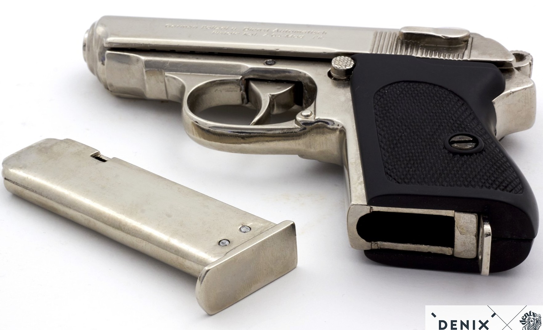 DENIX REPLICA GUN WALTHER PPK JAMES BOND STYLE PISTOL NICKEL - 1277/NQ - Image 4