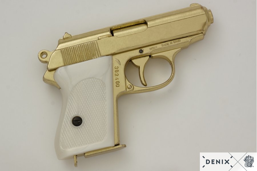 DENIX REPLICA GUN WALTHER PPK JAMES BOND STYLE PISTOL GOLD - 5277 - Image 4