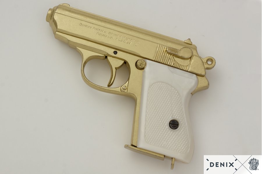 DENIX REPLICA GUN WALTHER PPK JAMES BOND STYLE PISTOL GOLD - 5277 - Image 3