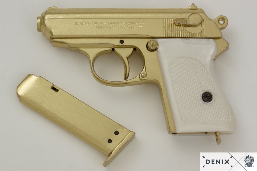 DENIX REPLICA GUN WALTHER PPK JAMES BOND STYLE PISTOL GOLD - 5277 - Image 2