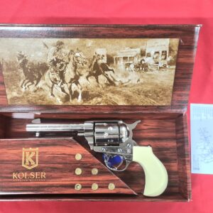 Replica Western Thunderer Revolver with faux ivory handle including 6 faux bullet rounds and gift box by Kolser 25cm - Nickel finish - 1056-1MNB