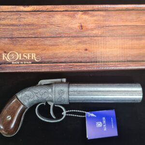 ALLEN & THURBER PEPPERBOX PISTOL 6 SHOTS 1837 IN ANTIQUE STEEL FINISH - REPLICA KOLSER GUN. 8652