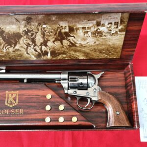 Kolser Western Single Action Army Revolver Colt 45 with 6 cap gun bullet rounds and gift box - 31cm Silver with wooden handle - 1064-1WNP