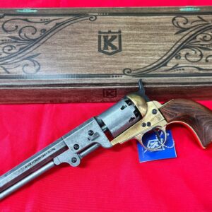 US Western 1851 Colt Navy revolver .36 pistol in brass tone and grey metal with gift box by Kolser