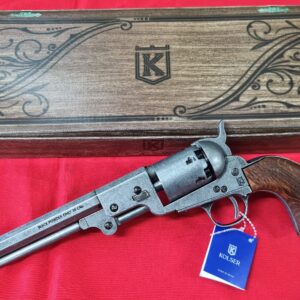 US Western 1851 Colt Navy revolver .36 pistol in antique grey tone metal with gift box by Kolser. 8751-WP
