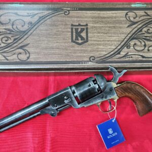 US Western Confederate 1862 Colt Navy revolver .36 pistol in brass tone and antiqued grey black metal with gift box by Kolser 8750-WL