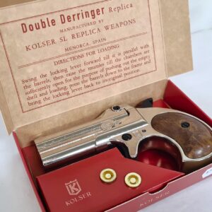 KOLSER PERCUSSION CAP PISTOL DERRINGER HANDGUN - NICKEL WITH WOOD GRIP 8752-NB