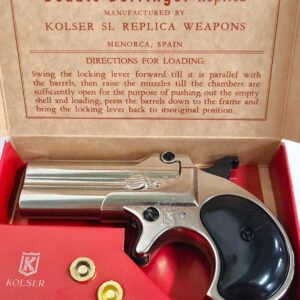 REPLICA DERRINGER PERCUSSION CAP PISTOL BY KOLSER - NICKEL WITH BLACK GRIP - 8752-NENB