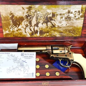 Replica Western Thunderer Revolver with faux bone handle including 6 faux bullet rounds and gift box by Kolser 25cm - Brass finish - 1056-1MLP