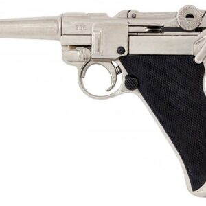REPLICA 'CHROME' WW1 WW2 GERMAN LUGER P08 PISTOL BY DENIX - 8143