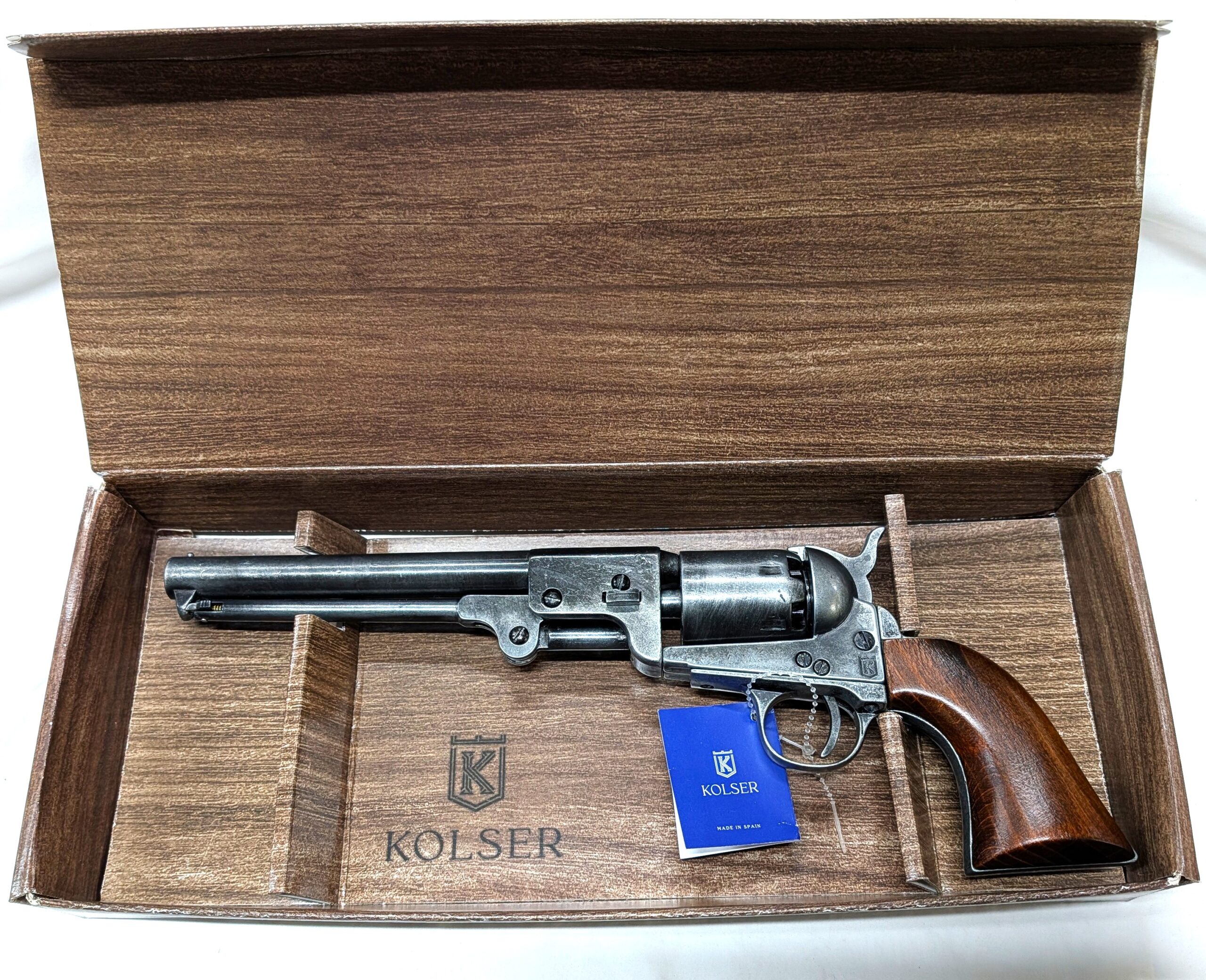 US Western Confederate 1862 Colt Navy revolver .36 pistol in polished grey metal with gift box by Kolser 8750-W - Image 3