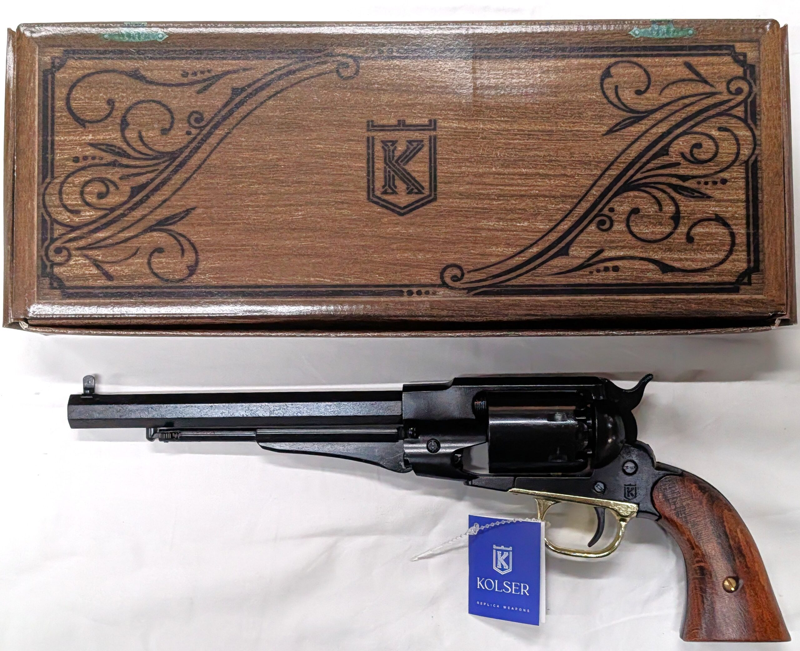 Western Single Action 1858 Remington Revolver pistol with wooden handle by Kolser 8753-W - Image 2