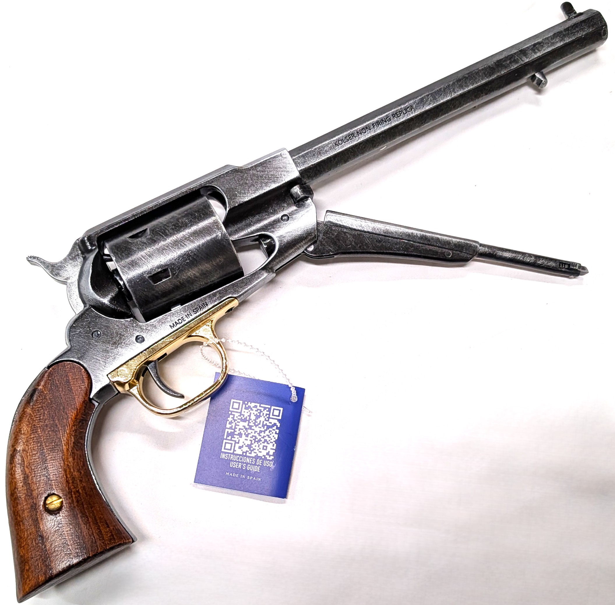 Western Single Action 1858 Converted Remington Revolver pistol with 6 cap gun bullet rounds by Kolser 8754-WO - Image 5